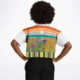 Secret Garden Floral Striped Crop Jersey Cropped Football Jersey - Thathoodyshop