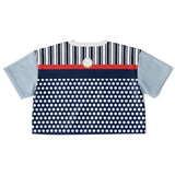 Sail Away Blue Polka Dot Crop Jersey Cropped Football Jersey - Thathoodyshop
