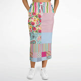 Pink Sherbert Floral Patchwork Plaid Long Pocket Skirt Long Pocket Skirt - Thathoodyshop