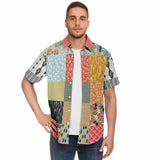 Tallulah Bankhead Patchwork Short Sleeve Button Down Shirt Short Sleeve Button Down Shirt - Thathoodyshop