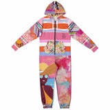 Bahama Mama Pink Floral Patchwork Unisex Fleece Romper Fleece Romper - Thathoodyshop