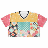 Old Miami Geo Patchwork Crop Jersey Cropped Football Jersey - Thathoodyshop