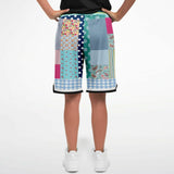 Pink Sherbert Patchwork Plaid Basketball Shorts Basketball Shorts - Thathoodyshop