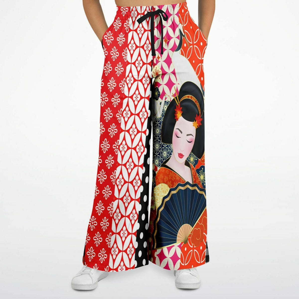 Tokyo Nights Asian Floral Patchwork Eco-Poly Stretchy Phat Bellbottoms ...