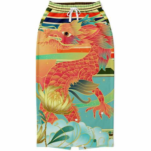 The Koi Dragon Pocket Maxi Skirt Long Pocket Skirt - Thathoodyshop