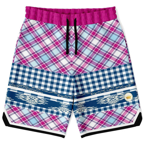 Purple Haze Plaid Basketball Shorts Basketball Shorts - Thathoodyshop