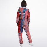 Liberty Bell Floral Stripe Patchwork Unisex Fleece Romper Fleece Romper - Thathoodyshop