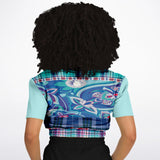 Cerulean Paisley Cropped Sweater Athletic Cropped Short Sleeve Sweatshirt - AOP - Thathoodyshop