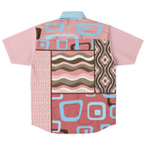 Pink Geo Patchwork Button Down Shirt Short Sleeve Button Down Shirt - Thathoodyshop