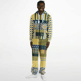 Dauphin Diamond Stripe Patchwork Unisex Fleece Romper Fleece Jumpsuit - Thathoodyshop