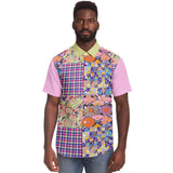 Mercury Retrograde Patchwork Plaid Button Down Shirt Short Sleeve Button Down Shirt - AOP - Thathoodyshop