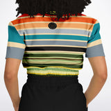 Dance Steps Rainbow Cropped Sweater Cropped Short Sleeve Sweater - Thathoodyshop