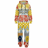 Tallulah Bankhead Floral Patchwork Unisex Fleece Romper Jumpsuit - Thathoodyshop