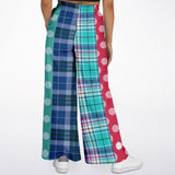 Cerulean Plaid Polka Stretchy Phat Bellbottoms Flare Leg Pants - Thathoodyshop