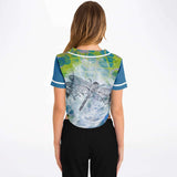 Dragonfly Cropped Button Front Jersey Cropped Baseball Jersey - Thathoodyshop