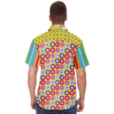Hello Janis! Yellow Geo Print Short Sleeve Button Down Shirt Short Sleeve Button Down Shirt - Thathoodyshop