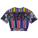 Purple Flurry Cropped Sweater Athletic Cropped Short Sleeve Sweatshirt - AOP - Thathoodyshop