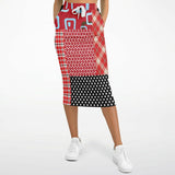 Red Pacific Palisades Patchwork Long Pocket Skirt Long Pocket Skirt - Thathoodyshop