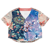 Dolores Park Paisley Cropped Button Front Jersey Cropped Baseball Jersey - Thathoodyshop