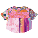 Bahama Mama Patchwork Cropped Button Front Jersey Cropped Baseball Jersey - Thathoodyshop