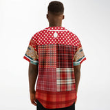 Jersey Salsa Plaid Patchwork Button Front Jersey Baseball Jersey - Thathoodyshop