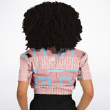 Pink Geo Gallagher Cropped Sweater Cropped Short Sleeve Sweater - Thathoodyshop