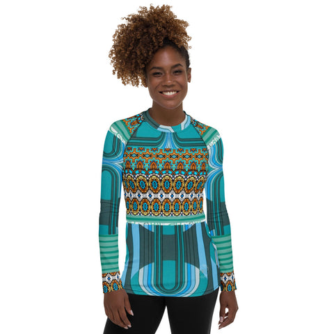 Turquoise Tonight Fashion Rashguard Top Rashguard - Thathoodyshop