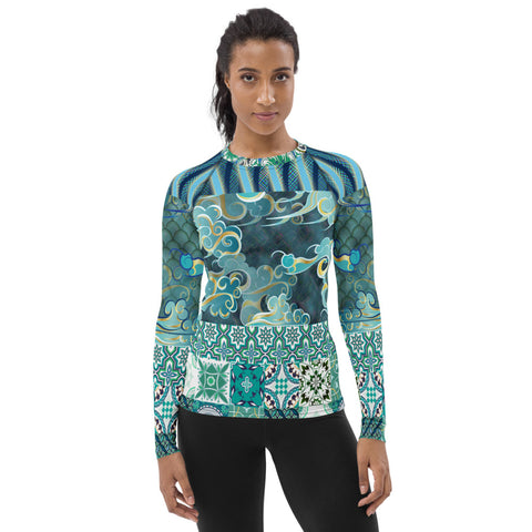 Green Meknes Fashion Rashguard Top Rashguard - Thathoodyshop