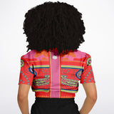 Chili Pepper Camo Paisley Cropped Sweater Cropped Short Sleeve Sweatshirt - Thathoodyshop