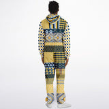 Dauphin Diamond Stripe Patchwork Unisex Fleece Romper Fleece Jumpsuit - Thathoodyshop