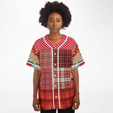 Jersey Salsa Plaid Patchwork Button Front Jersey Baseball Jersey - Thathoodyshop