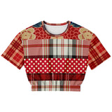 Jersey Salsa Red Plaid Cropped Sweater Cropped Short Sleeve Sweater - Thathoodyshop
