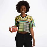 Green Caravan Plaid Crop Jersey Cropped Football Jersey - Thathoodyshop