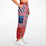 Liberty Bell Floral Stripe Polka Dot Unisex Cargo Sweats Cargo Sweatpants - Thathoodyshop