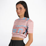 Pink Geo Gallagher Cropped Sweater Cropped Short Sleeve Sweater - Thathoodyshop