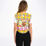Ashbury Heights Plaid Cropped Button Front Jersey Cropped Baseball Jersey - AOP - Thathoodyshop