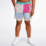 Pink Sherbert Floral Patchwork Compression Activity Shorts Compression Shorts - Thathoodyshop
