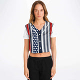 Sail Away Cropped Button Front Jersey Cropped Baseball Jersey - Thathoodyshop