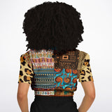 Mother Lode African Print Cropped Sweater Cropped Short Sleeve Sweater - Thathoodyshop
