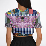 Juxtapose Patchwork Quilt Cropped Sweater Cropped Short Sleeve Sweater - Thathoodyshop