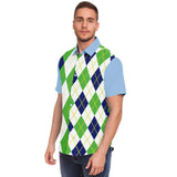 Green Par 4 S/S Button Down Shirt Short Sleeve Button Down Shirt - AOP - Thathoodyshop