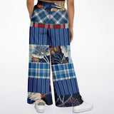 Andromeda Blue Plaid SW Patchwork Bellbottoms Flare Leg Pants - Thathoodyshop