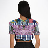 Juxtapose Patchwork Quilt Cropped Sweater Cropped Short Sleeve Sweater - Thathoodyshop