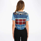 Andromeda Blue Hobo Cropped Button Front Jersey Cropped Baseball Jersey - Thathoodyshop