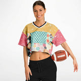 Old Miami Geo Patchwork Crop Jersey Cropped Football Jersey - Thathoodyshop