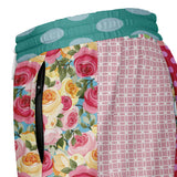Pink Sherbert Floral Patchwork Compression Activity Shorts Compression Shorts - Thathoodyshop