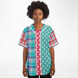 Cerulean Plaid Paisley Button Front Jersey Baseball Jersey - Thathoodyshop
