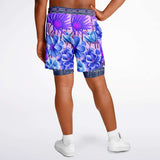 Norma Jean Purple Plaid Floral Compression Activity Shorts Athletic Shorts - Thathoodyshop