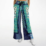 Mykonos Floral Tile Stretchy Phat Bellbottoms Wide Leg Pants - Thathoodyshop