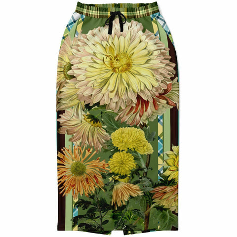 Green Caravan Floral Pocket Maxi Skirt Long Pocket Skirt - Thathoodyshop
